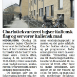 Foromtale af italiensk aften i Charlottekvarteret, Dagbladet Roskilde 27. november 2012